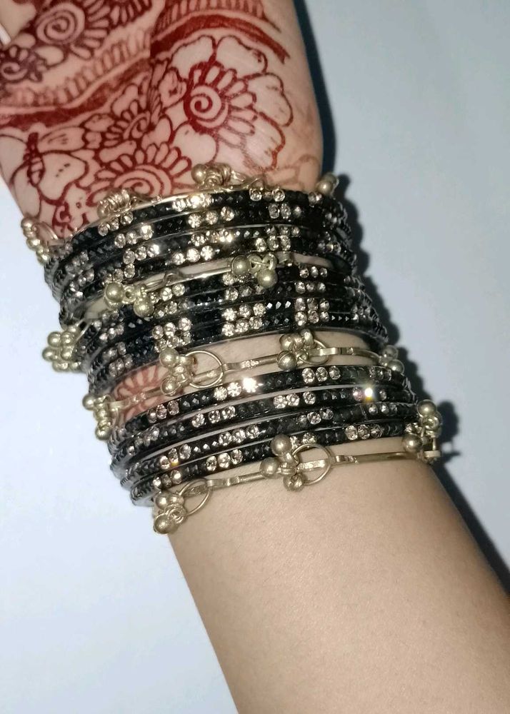 Black Stone Studded Bangles{Kashmiri bangles}
