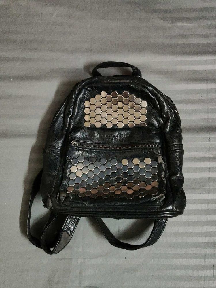 Studded Black Mini Backpack