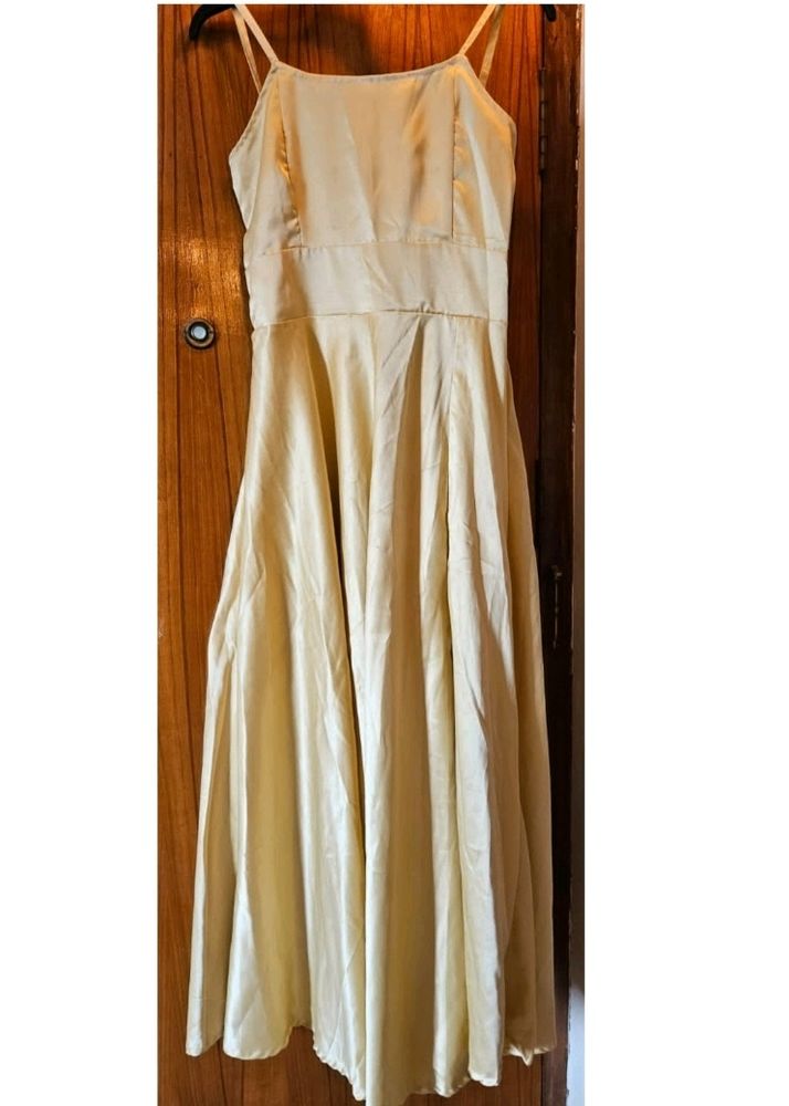 Golden Full maxi side slit dress