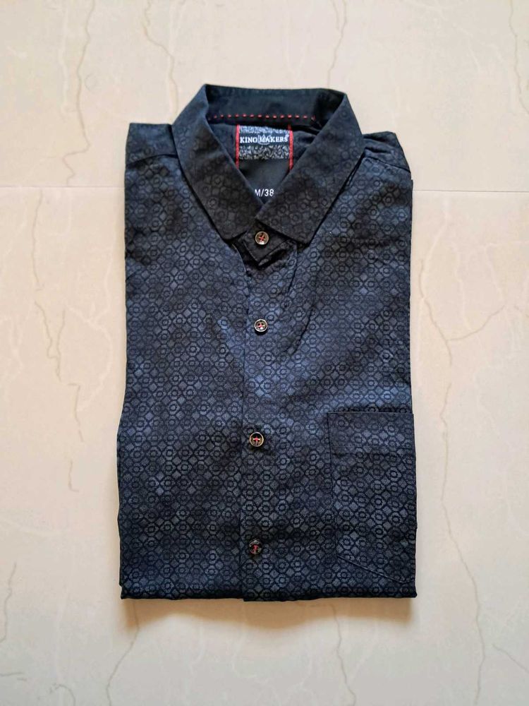 Kingmaker Black Patterned Shirt for Men