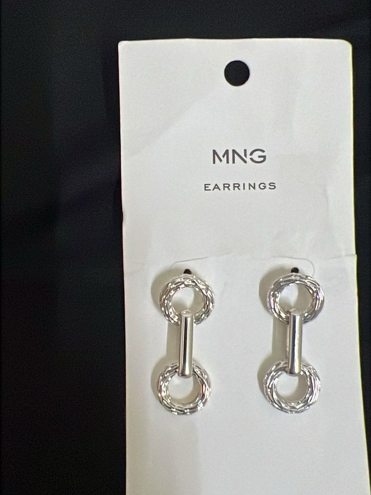 MNG Silver Tone Link Earrings