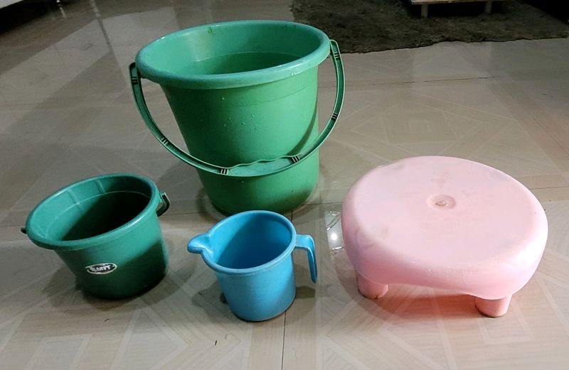 4 Set Bucket 2 🪣 &amp; bathstand &amp; Mug