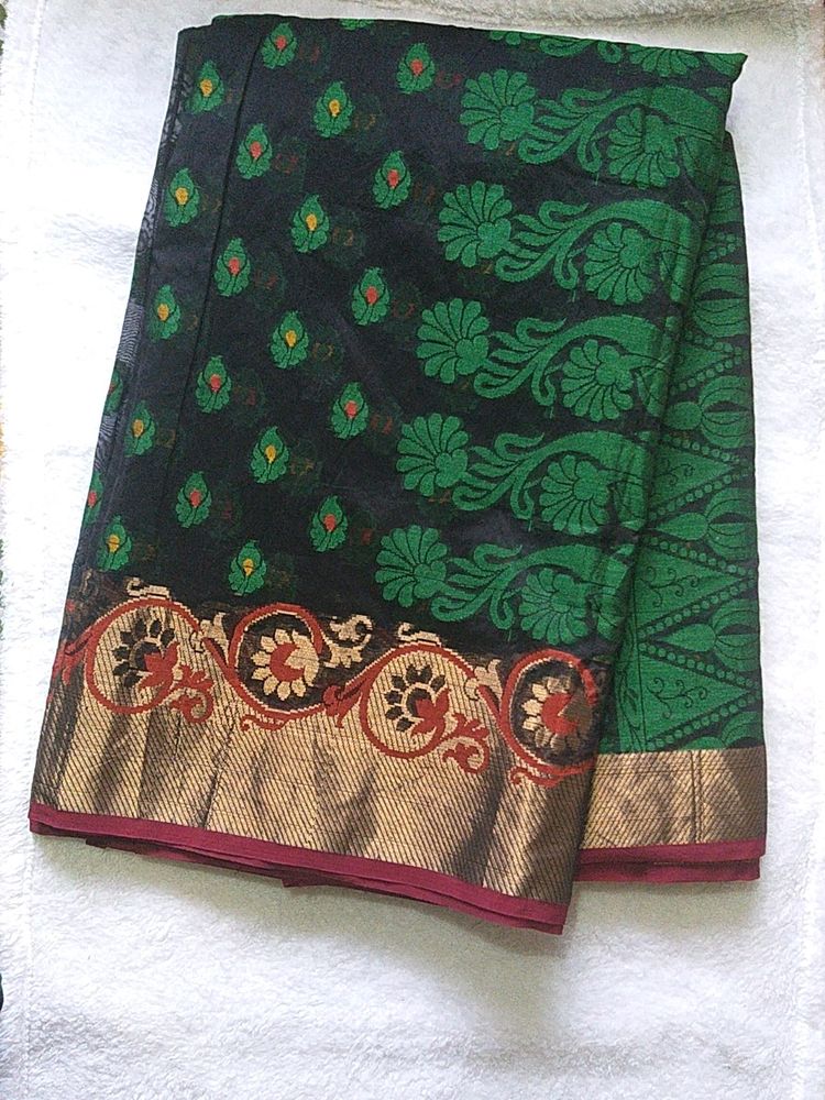 ‼Price Drop‼Black Colour silk Cotton Saree