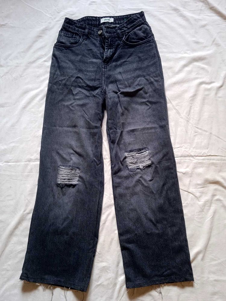 Women's Distressed Wide-Leg Jeans