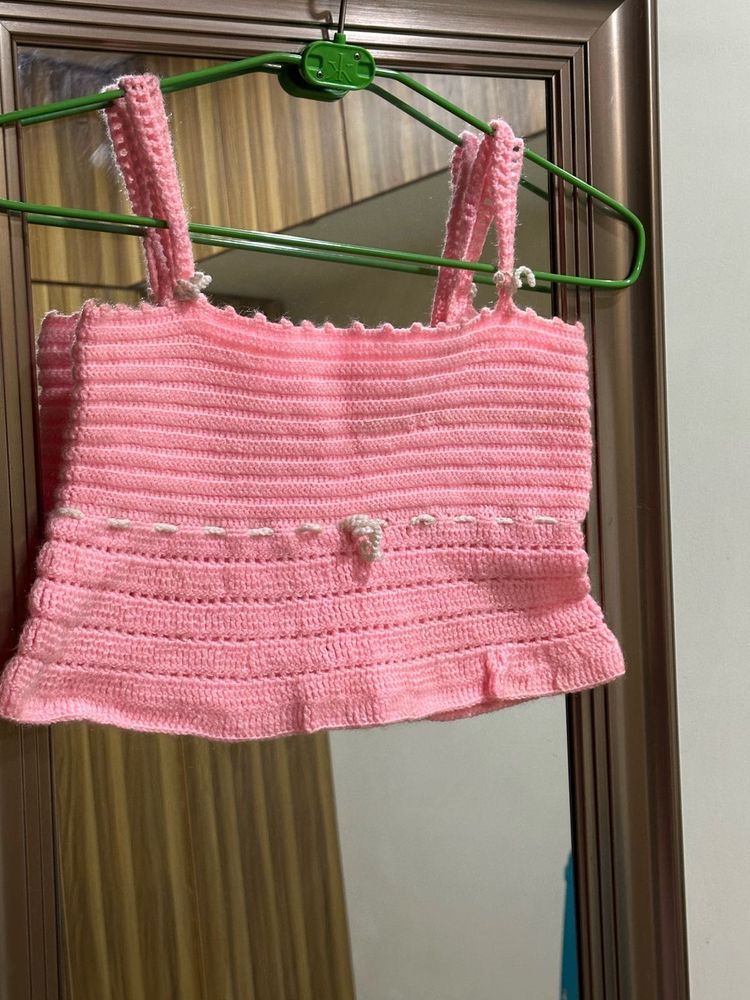 Pink Crochet Crop Top