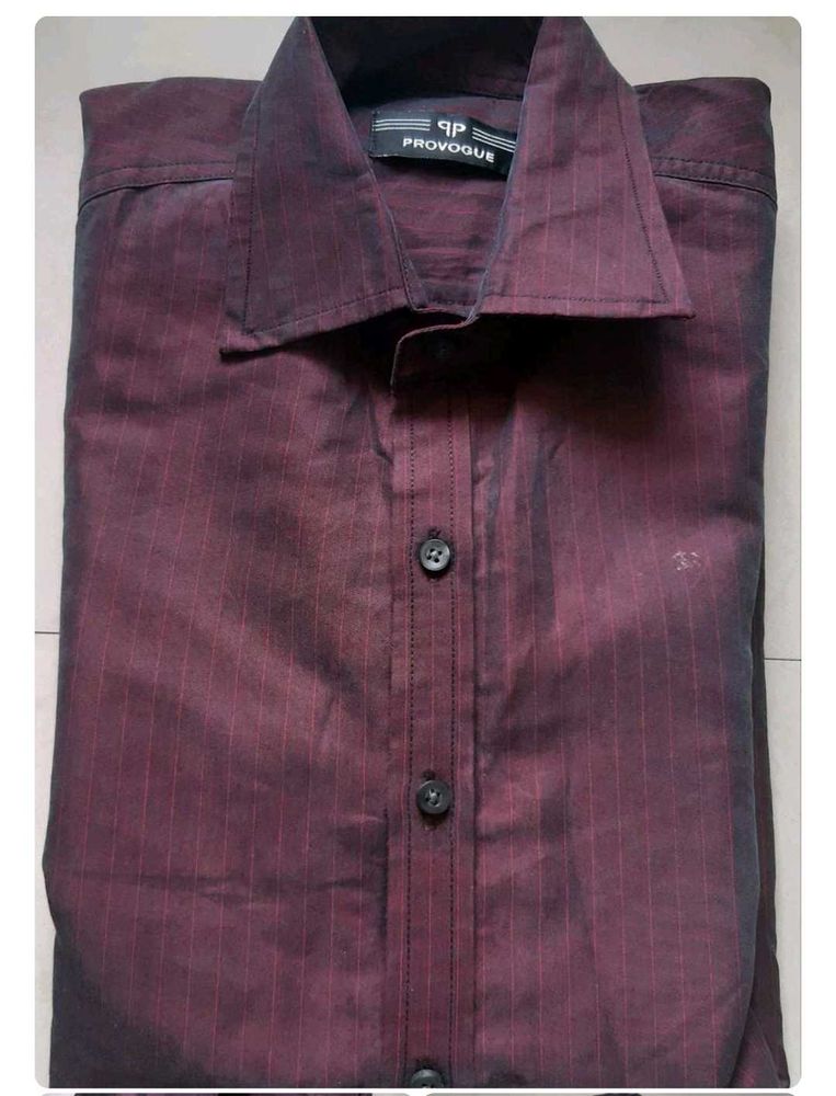Burgundy Provogue Striped Shirt