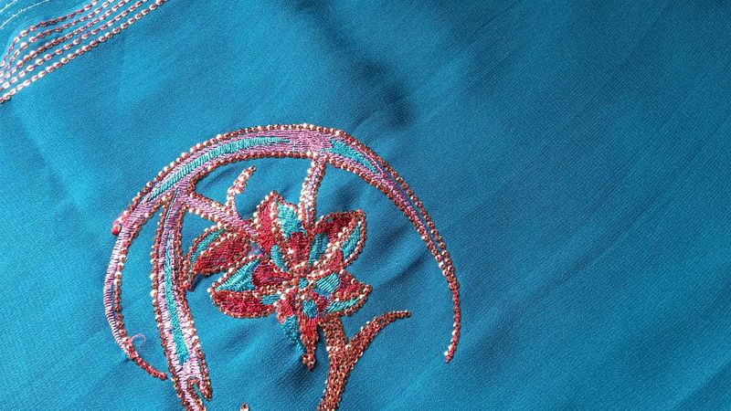 Embroidered Teal Saree