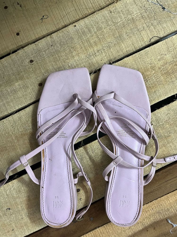 Lavender Strappy Square Toe Sandals