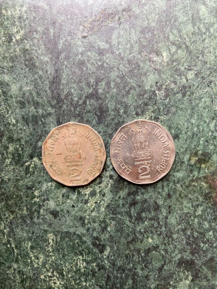 Vintage Indian 2 Rupee Coins