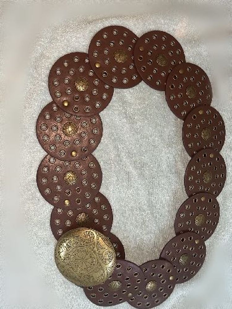 Boho Leather Belt with Medallion Clasp