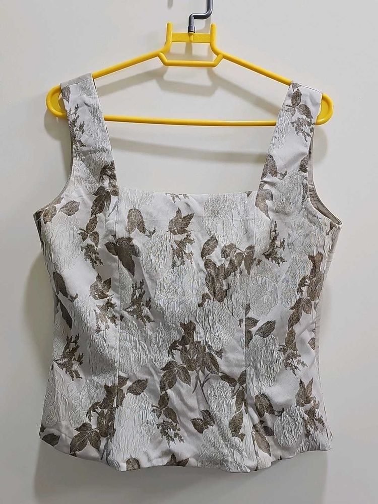 Floral Beige Corset with boning