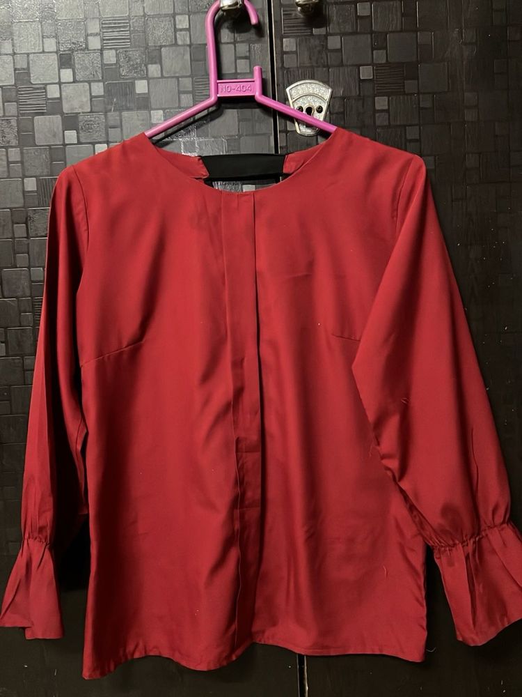 Elegant Red Bell Sleeve Top