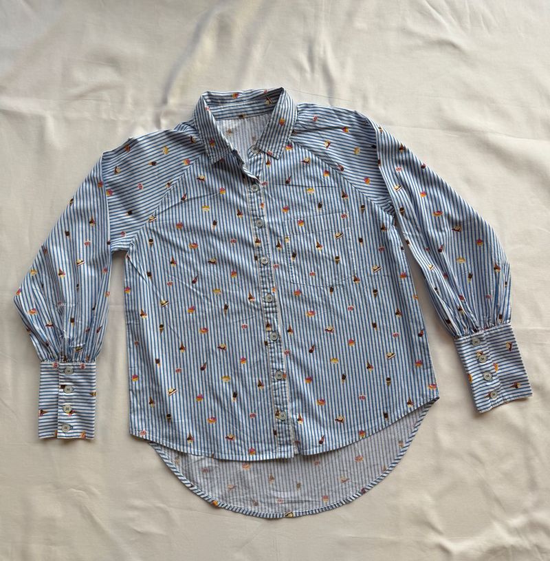 Shirt with Stripe &amp; Icecream Print