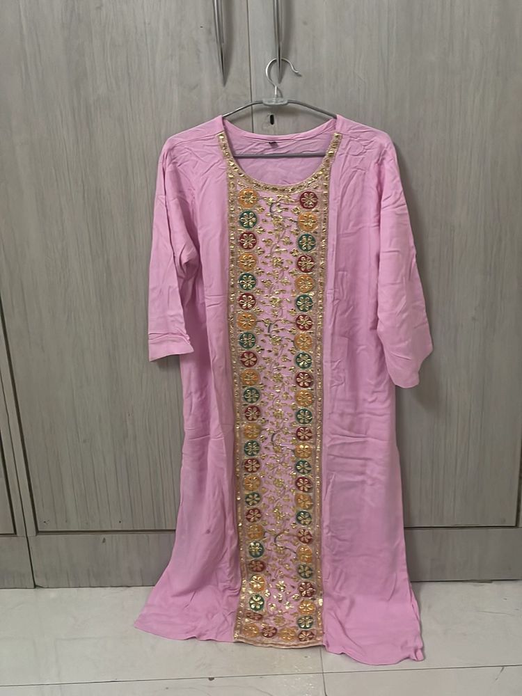 Pink Embellished Kurta