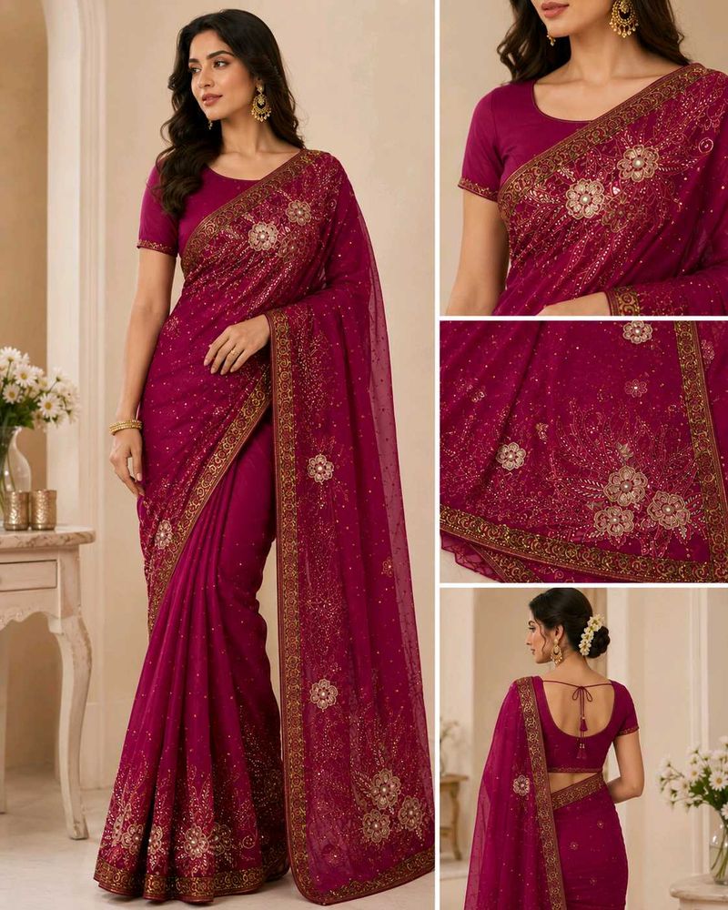 Magenta Designer Saree