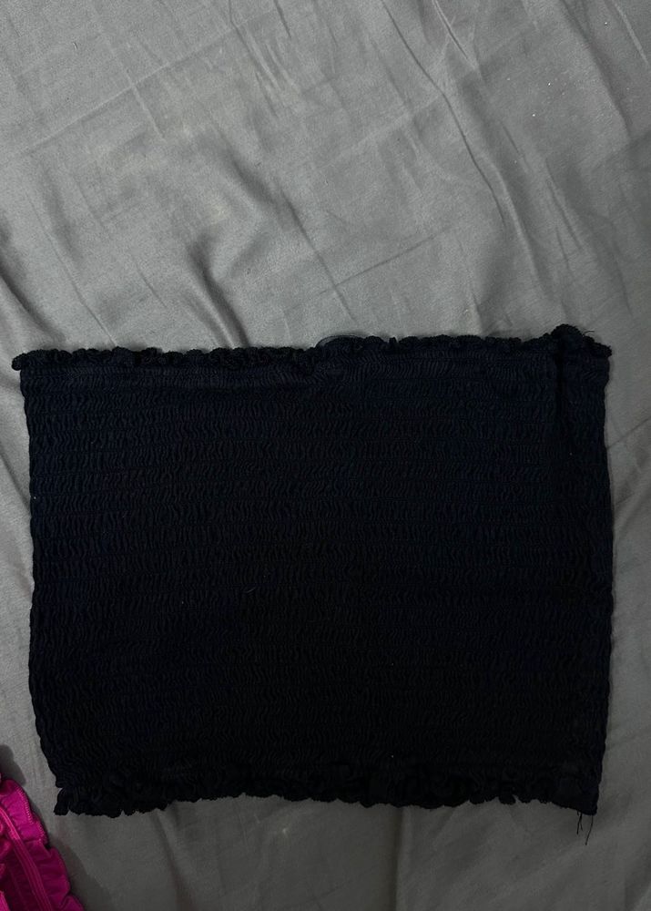 Black Smocked Tube Top