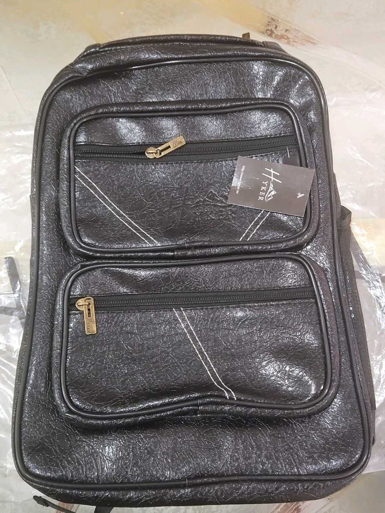 Classic Black Faux Leather Backpack