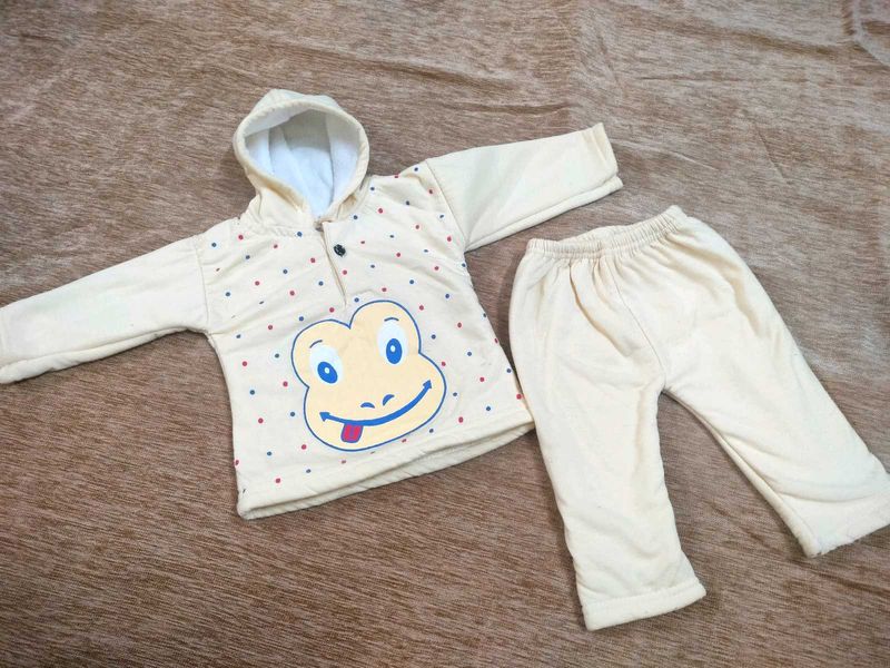 Cute Frog Print Baby Hoodie and Pants Set