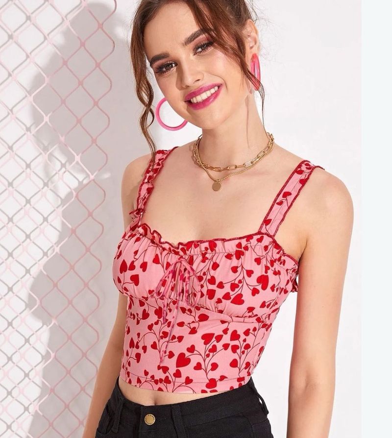 pink heart crop top