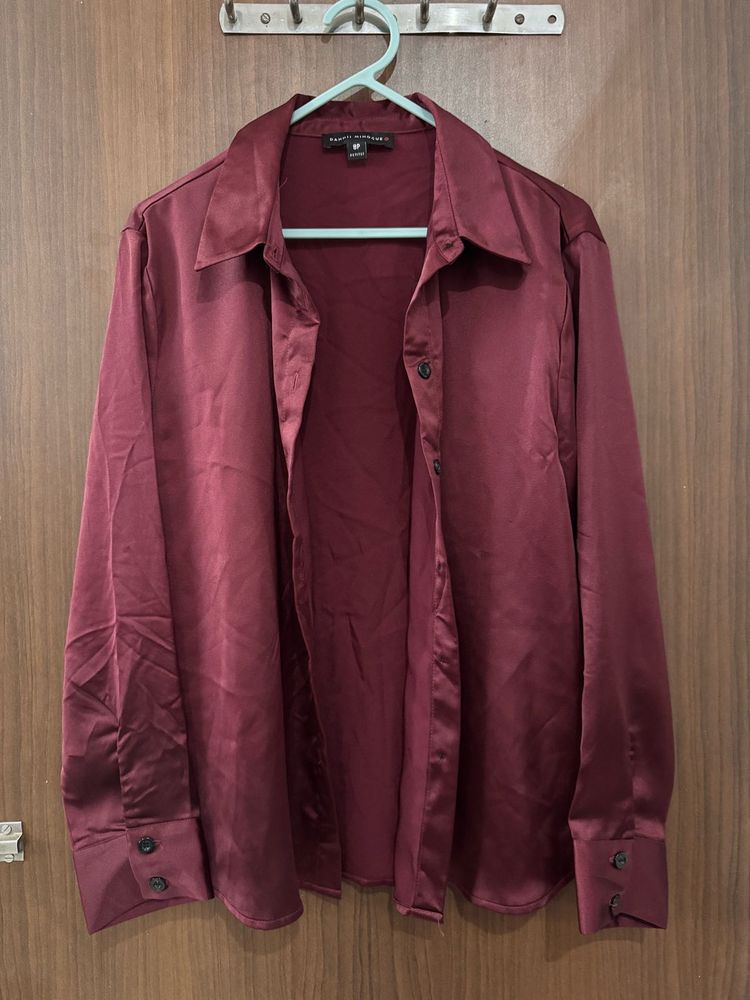 Satin Button-Up Shirt