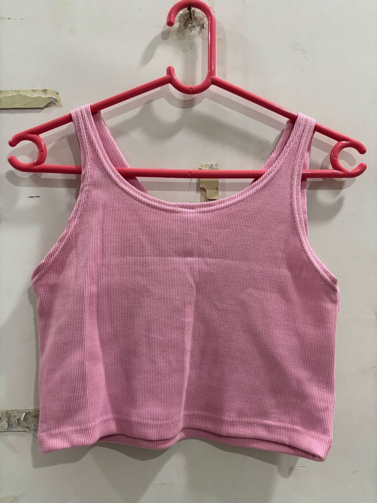 Pink Cropped Tank Top