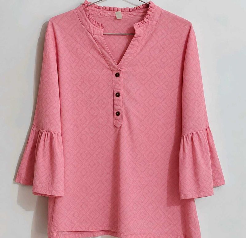 Pink Flared Sleeve Kurta