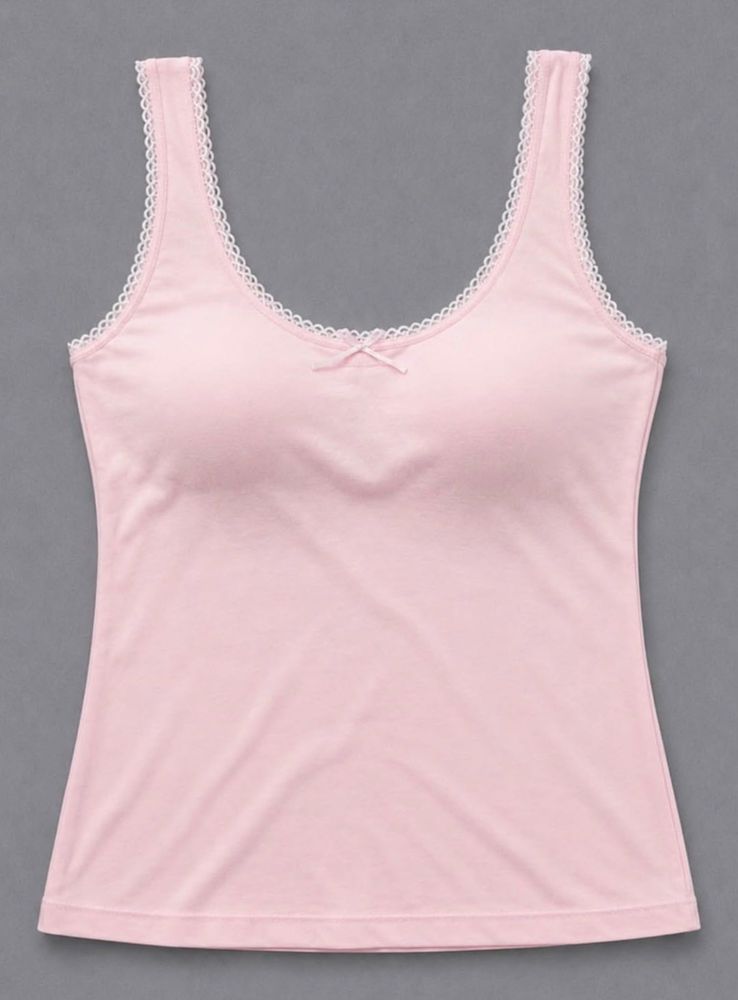Cute Pink Camisole with Lace Trim