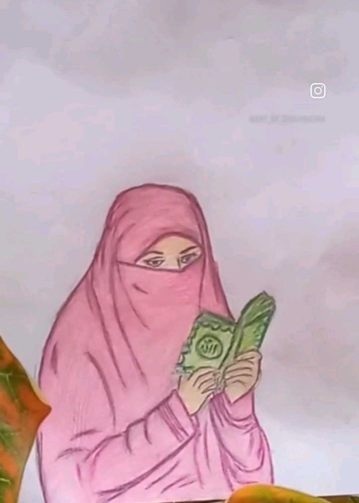 Beautiful Hijab Woman Reading