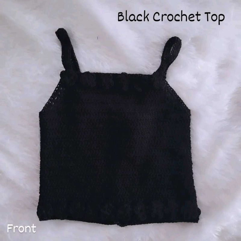Black Crochet Crop Top