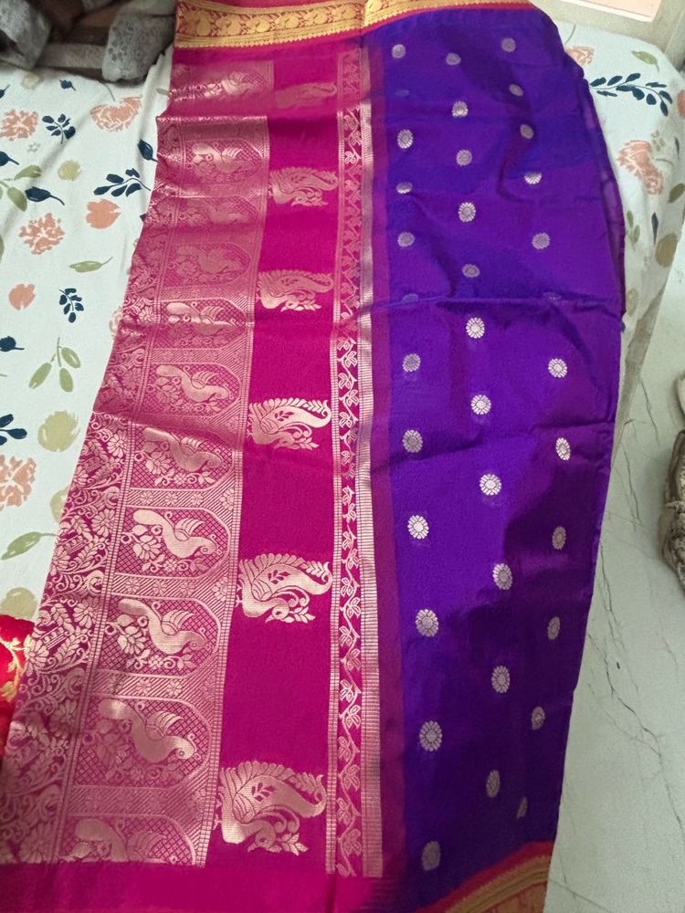 Elegant Purple &amp; Pink Silk Saree