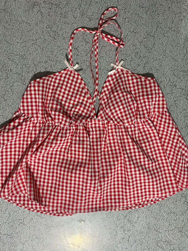 Red Gingham Halter Top