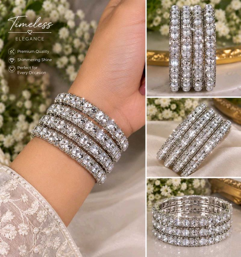 Sparkling Crystal Bangles Set