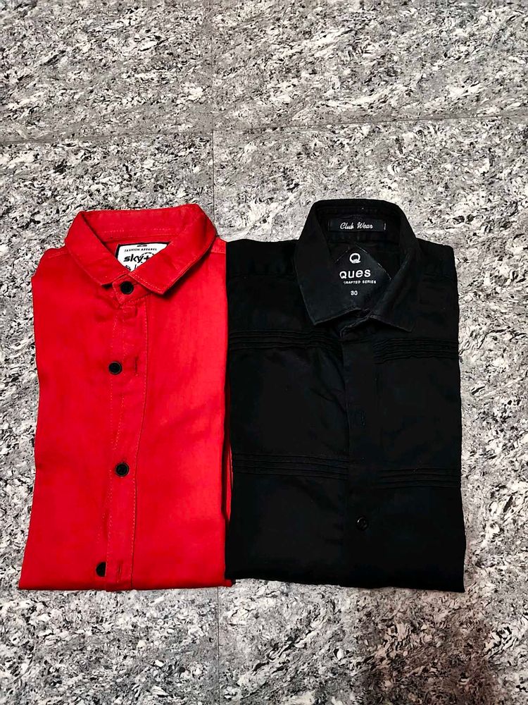 (Combo)Men's Red &amp; Black Shirts (Pack of 2)