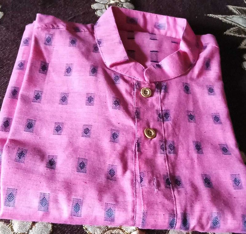 Pink Patterned Men's Kurta