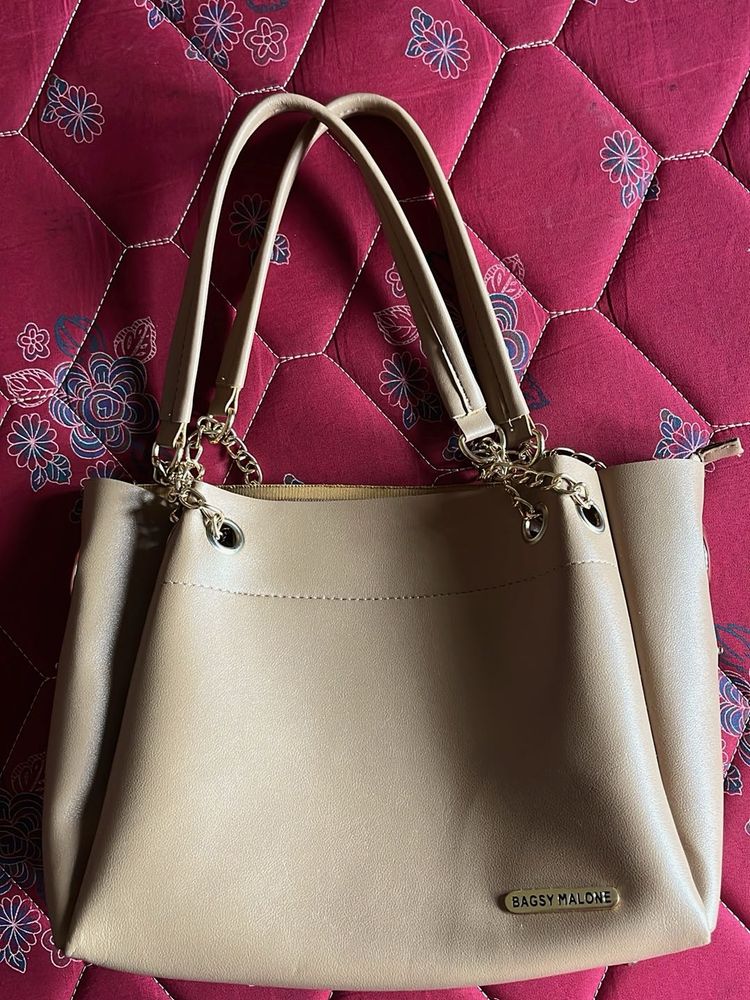 Stylish Beige Tote Handbag