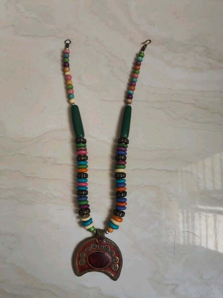 Bohemian Beaded Necklace with Pendant