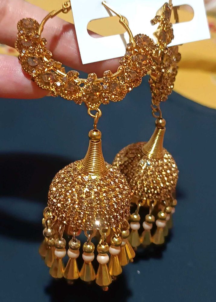 Exquisite Gold Jhumka Earrings