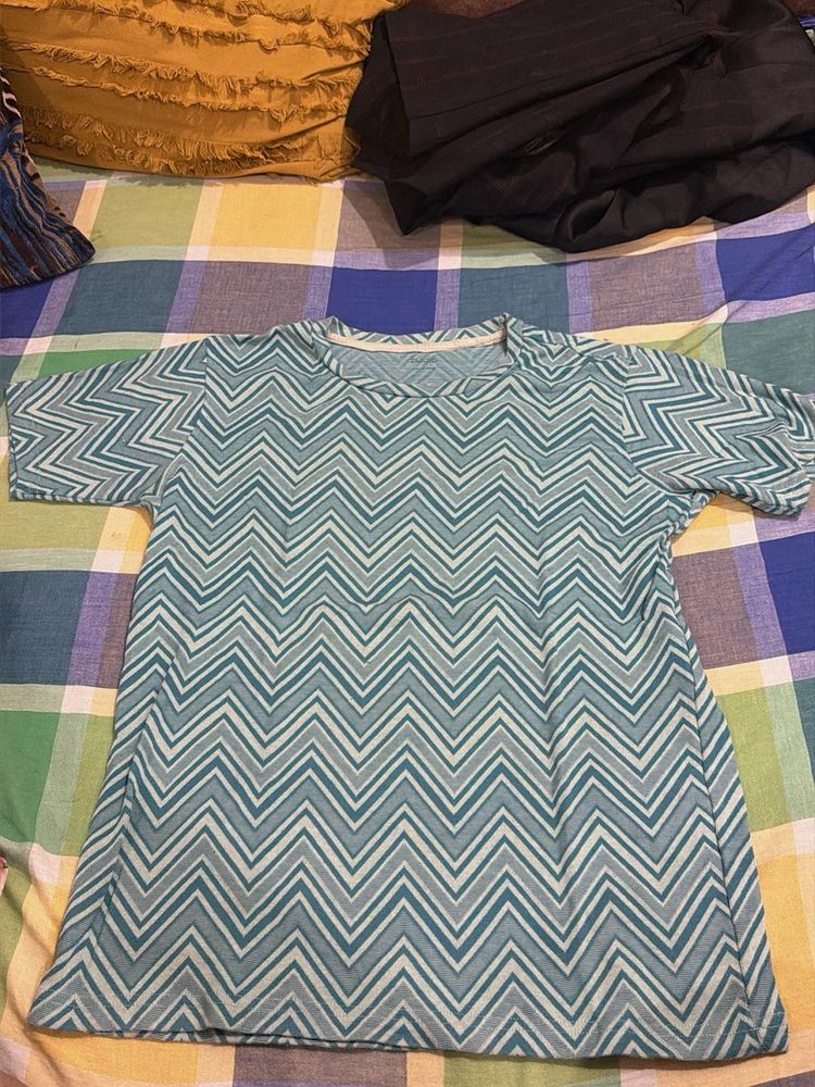 Blue Chevron Print T-Shirt