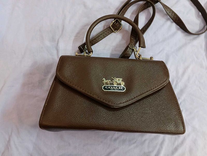 Coach Brown Textured Crossbody Bag