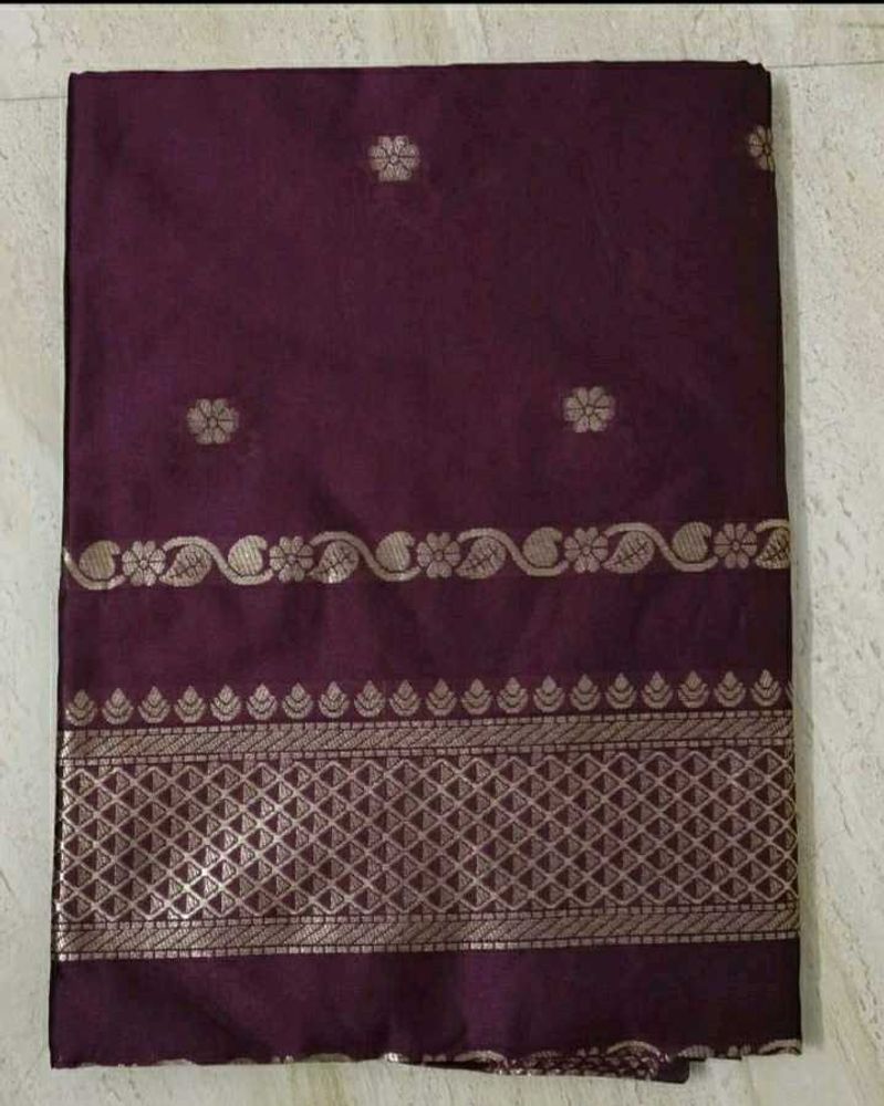 New Wine Silk Saree with Golden Border