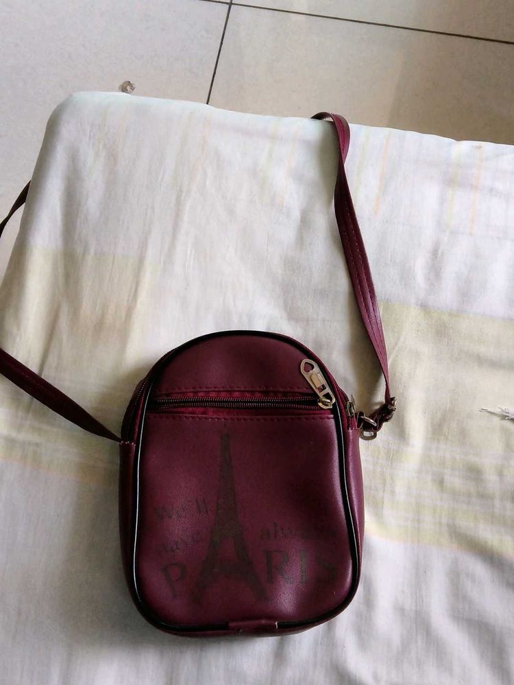 Burgundy Eiffel Tower Crossbody Bag