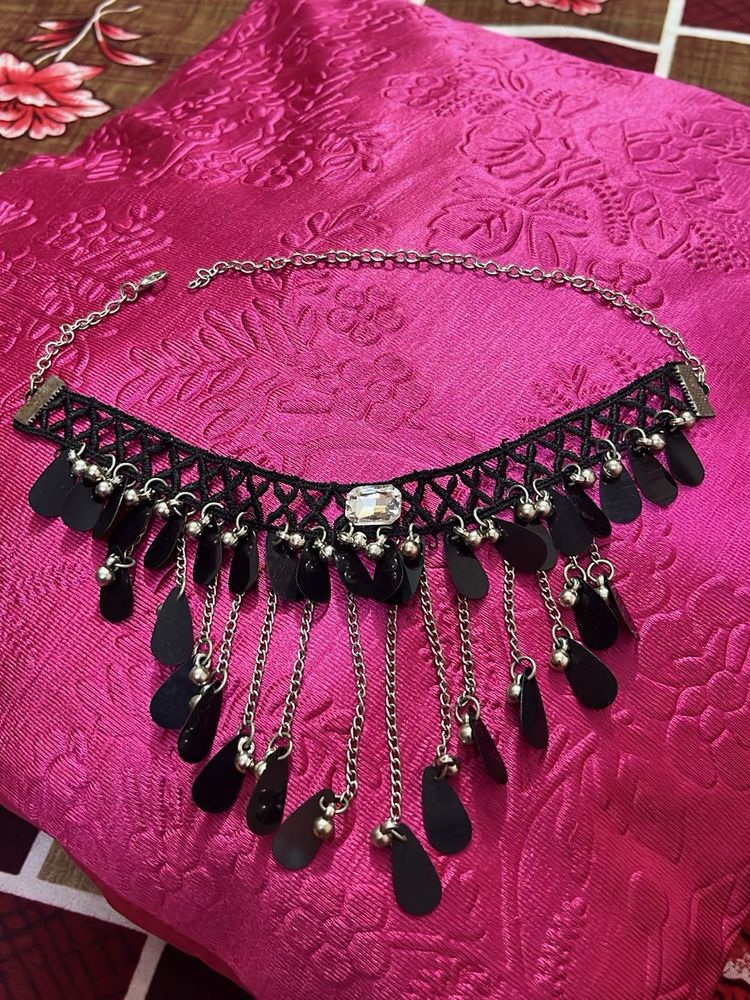 2 Boho Chic Black Sequin Choker Necklace