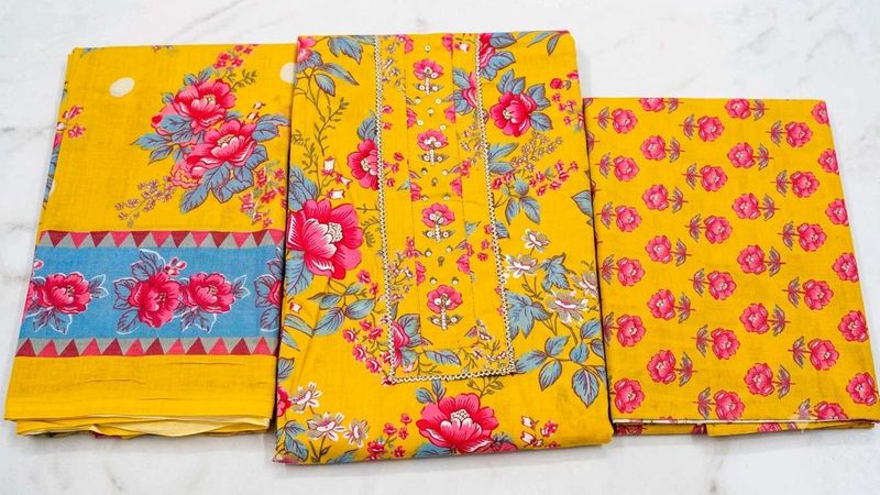Vibrant Yellow Floral Kurta Set