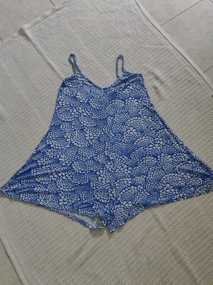 Boho Blue Floral Romper