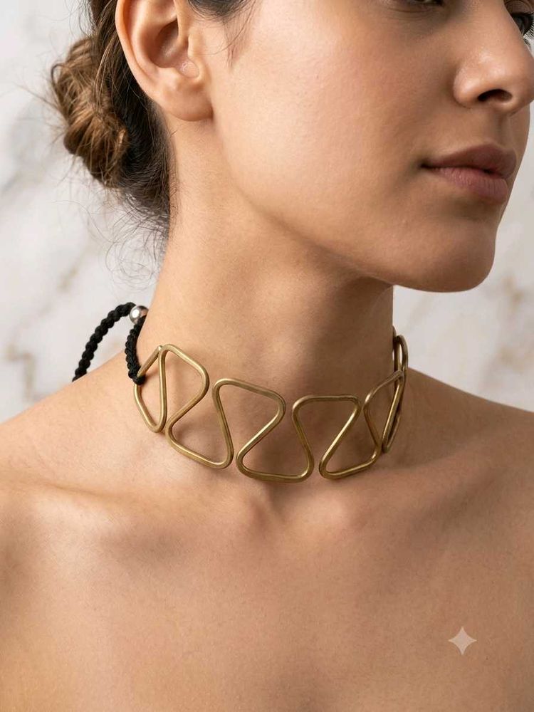 Geometric Gold Choker Necklace
