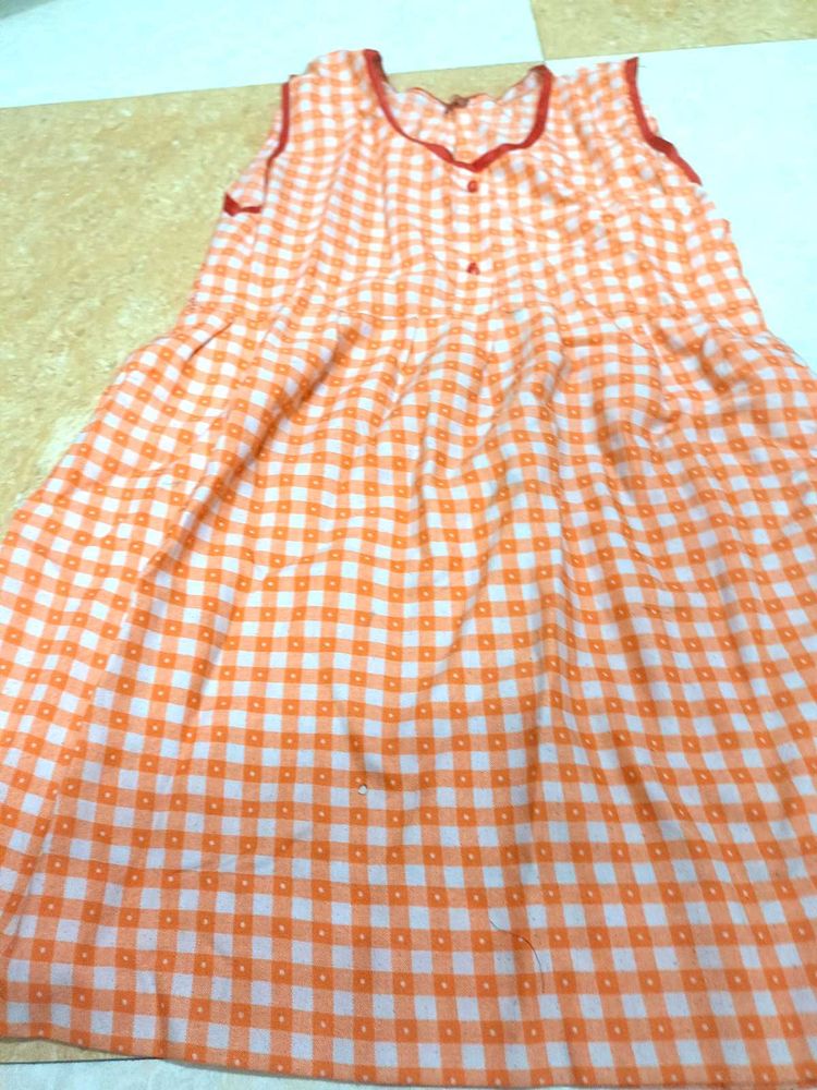 Orange Gingham Summer Dress