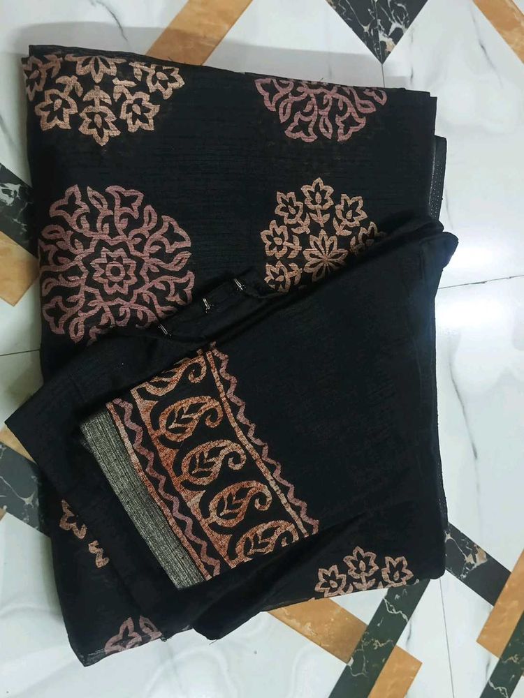 Elegant black and brown saree
