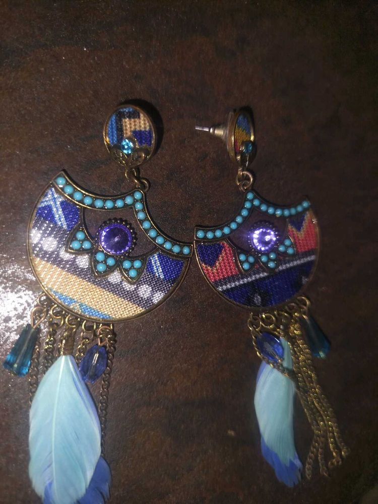 Boho Feather Drop Earrings