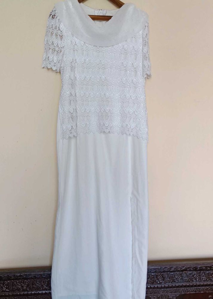 Elegant White Lace Gown