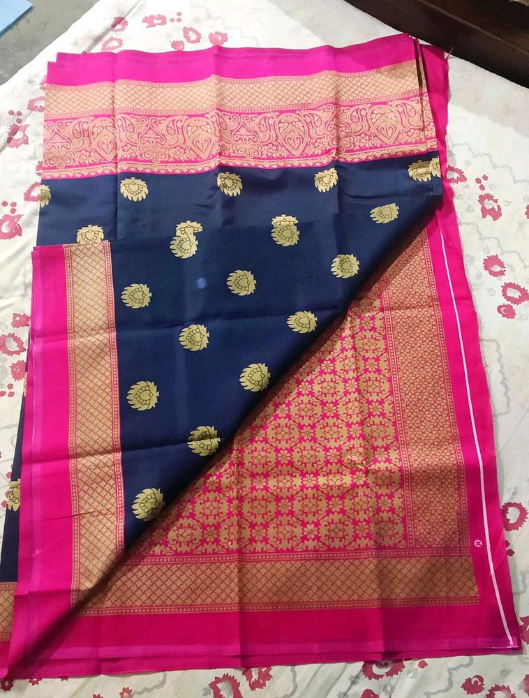 Blue &amp; Pink Lightwaight Silk Saree